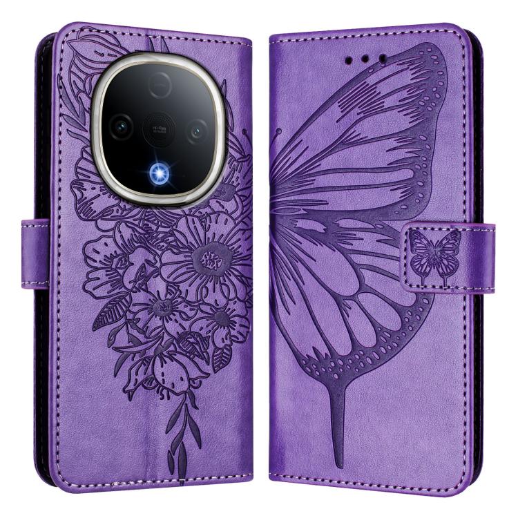For vivo Y300 Embossed Butterfly Leather Phone Case