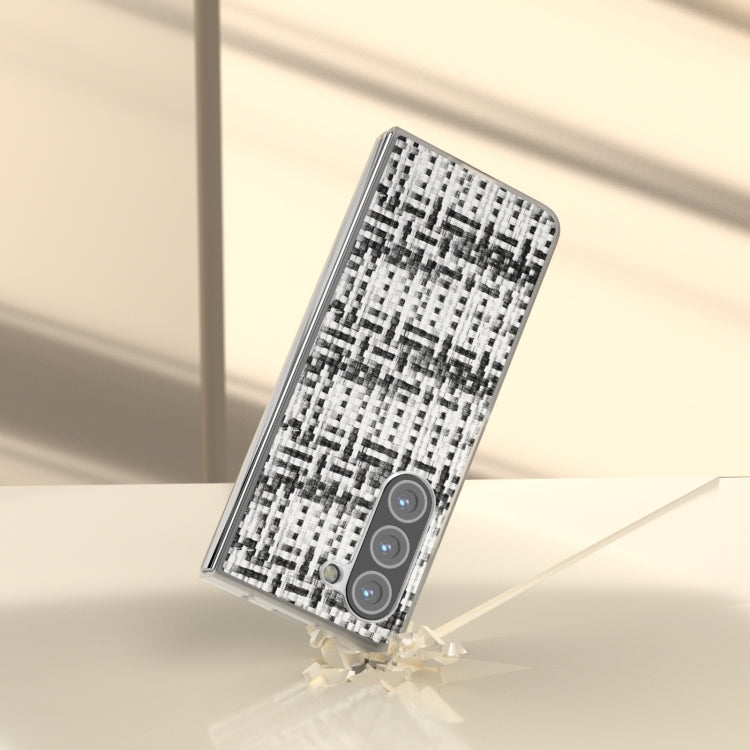 For Samsung Galaxy Z Fold5 5G Colorful Rhombic Texture Frosted Translucent Frame PU Phone Case
