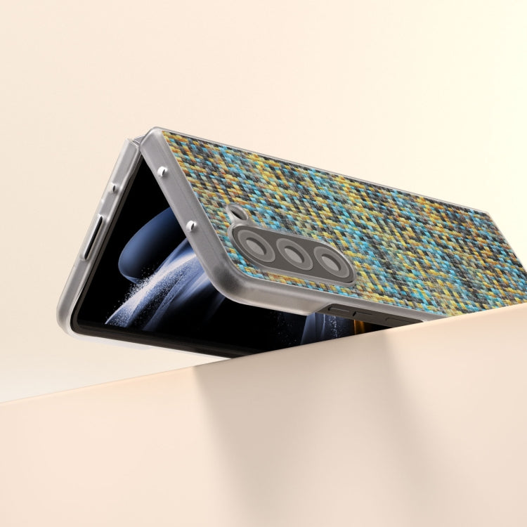For Samsung Galaxy Z Fold5 5G Colorful Rhombic Texture Frosted Translucent Frame PU Phone Case