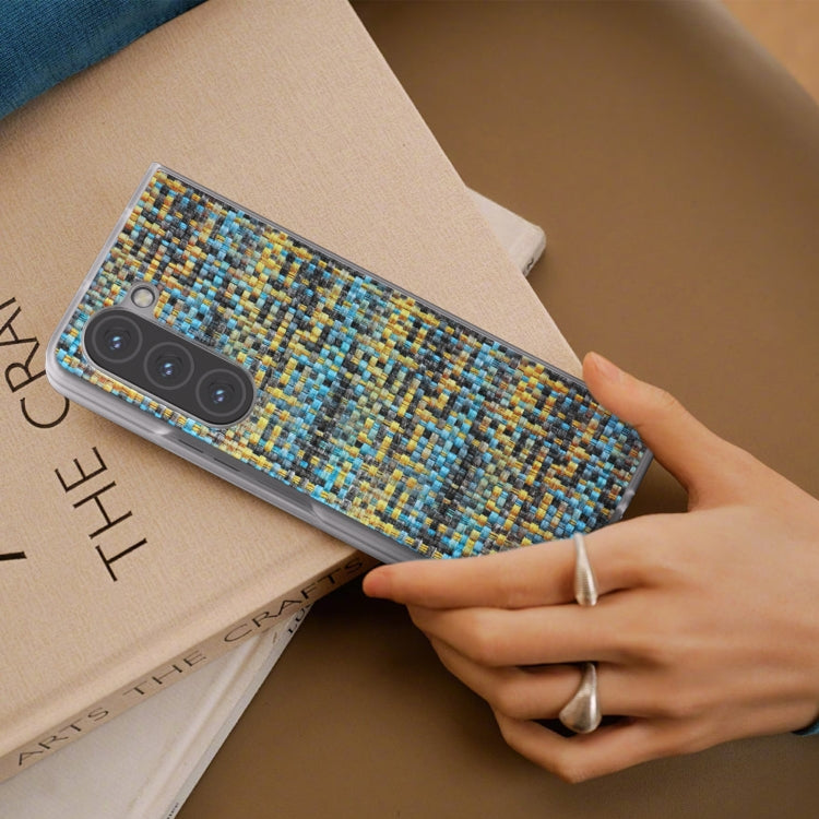 For Samsung Galaxy Z Fold5 5G Colorful Rhombic Texture Frosted Translucent Frame PU Phone Case