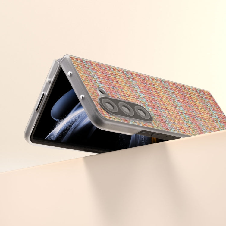 For Samsung Galaxy Z Fold5 5G Colorful Rhombic Texture Frosted Translucent Frame PU Phone Case