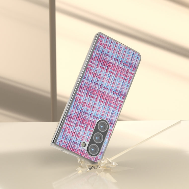 For Samsung Galaxy Z Fold5 5G Colorful Rhombic Texture Frosted Translucent Frame PU Phone Case