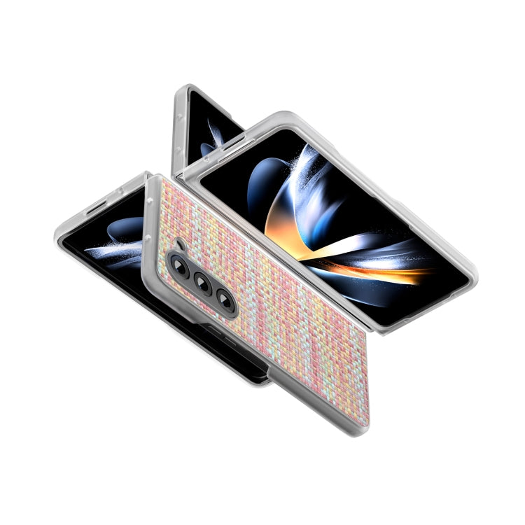 For Samsung Galaxy Z Fold6 5G Colorful Rhombic Texture Frosted Translucent Frame PU Phone Case