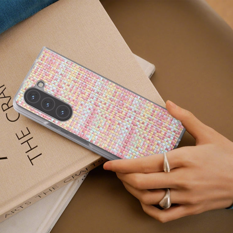 For Samsung Galaxy Z Fold6 5G Colorful Rhombic Texture Frosted Translucent Frame PU Phone Case