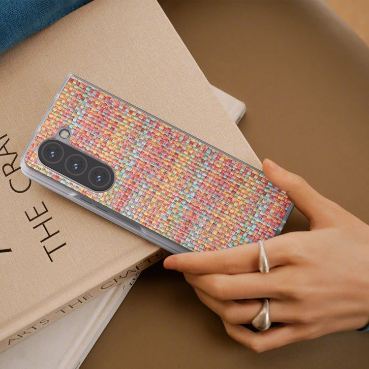 For Samsung Galaxy Z Fold6 5G Colorful Rhombic Texture Frosted Translucent Frame PU Phone Case