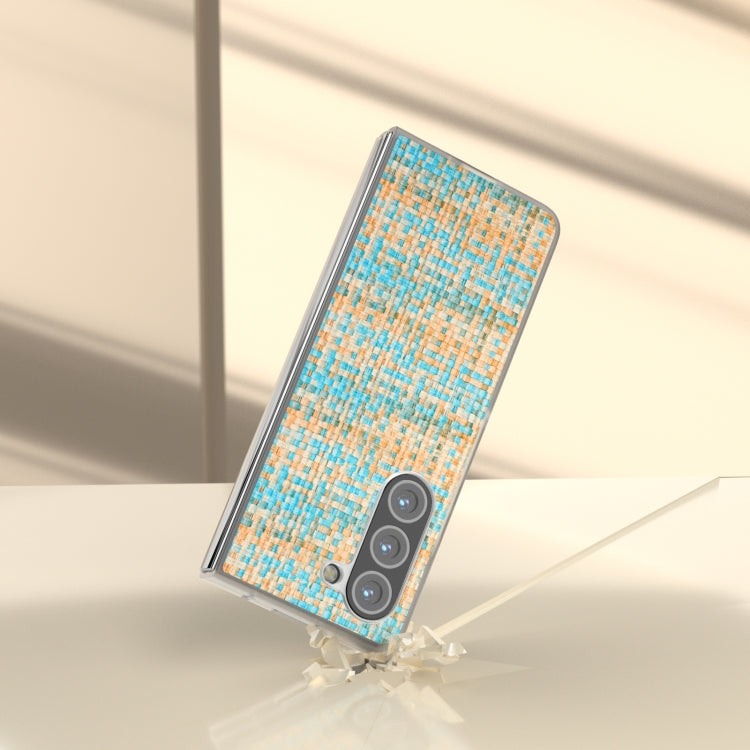For Samsung Galaxy Z Fold6 5G Colorful Rhombic Texture Frosted Translucent Frame PU Phone Case