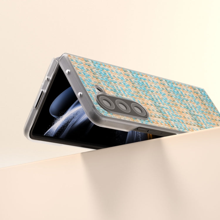 For Samsung Galaxy Z Fold6 5G Colorful Rhombic Texture Frosted Translucent Frame PU Phone Case