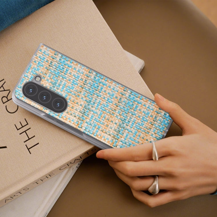 For Samsung Galaxy Z Fold6 5G Colorful Rhombic Texture Frosted Translucent Frame PU Phone Case