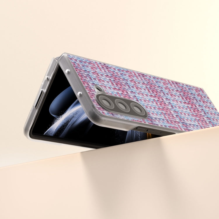 For Samsung Galaxy Z Fold6 5G Colorful Rhombic Texture Frosted Translucent Frame PU Phone Case