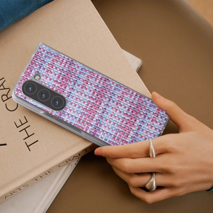 For Samsung Galaxy Z Fold6 5G Colorful Rhombic Texture Frosted Translucent Frame PU Phone Case