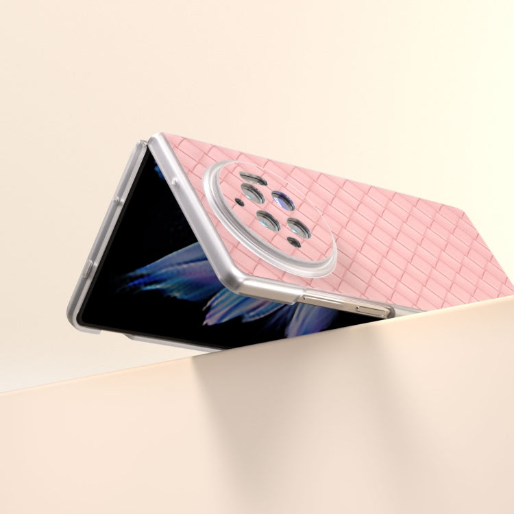 For vivo X Fold3 Woven Texture Frosted Translucent Frame PU Phone Case