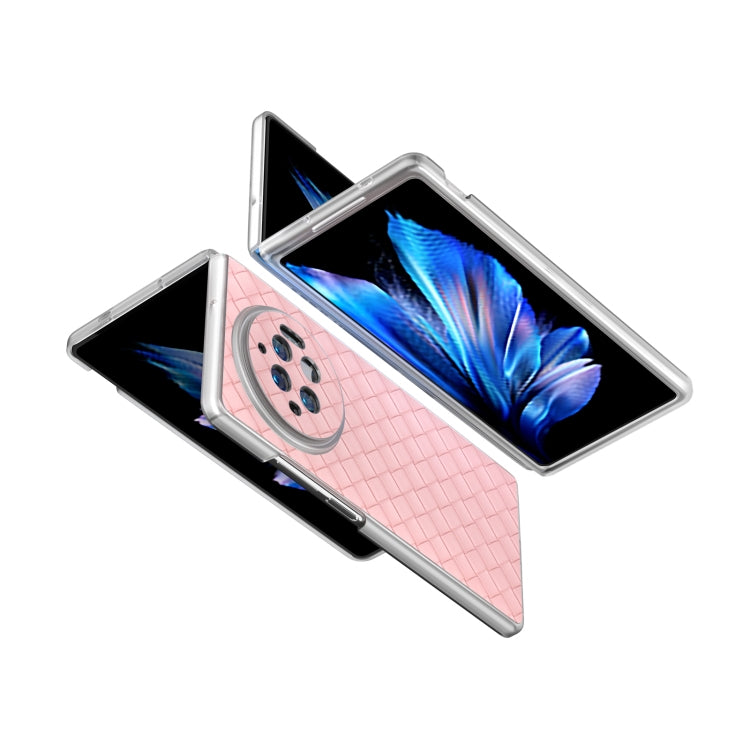 For vivo X Fold3 Woven Texture Frosted Translucent Frame PU Phone Case