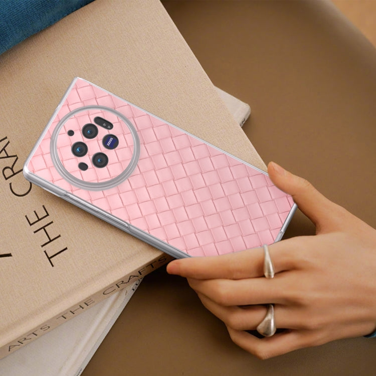 For vivo X Fold3 Woven Texture Frosted Translucent Frame PU Phone Case