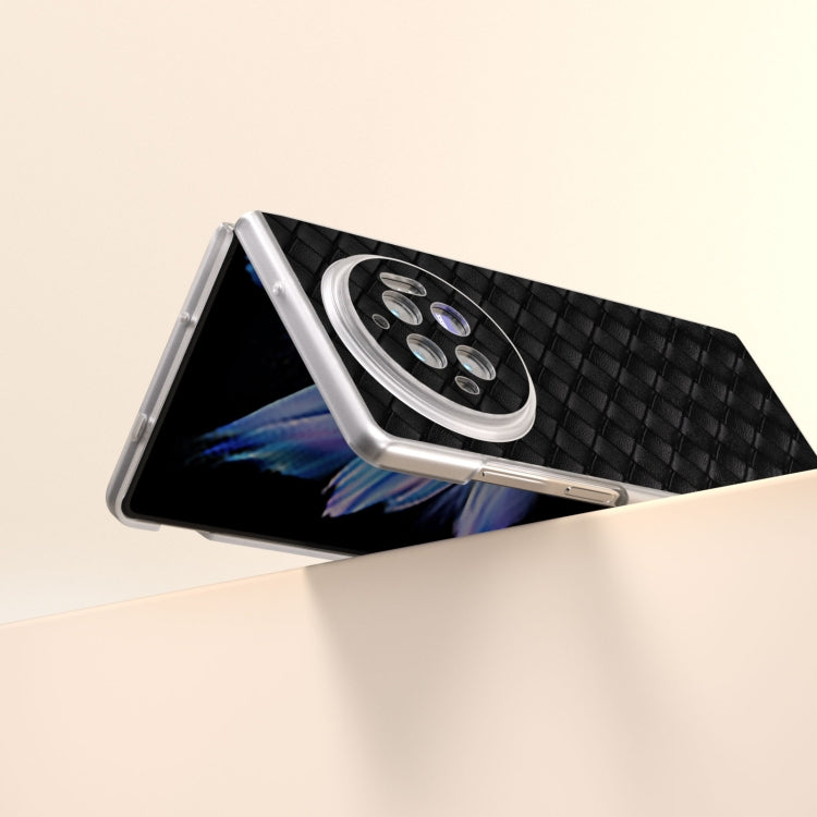 For vivo X Fold3 Woven Texture Frosted Translucent Frame PU Phone Case