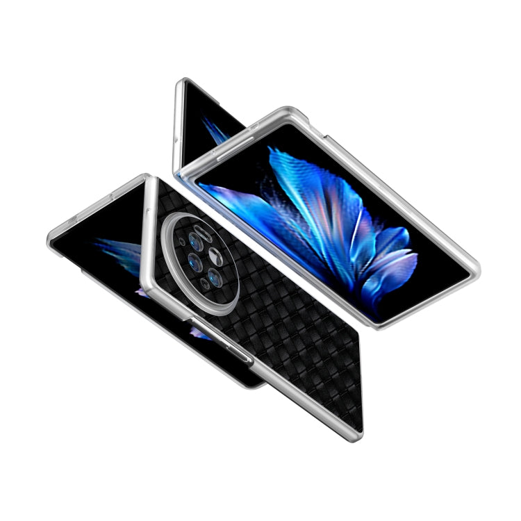 For vivo X Fold3 Woven Texture Frosted Translucent Frame PU Phone Case