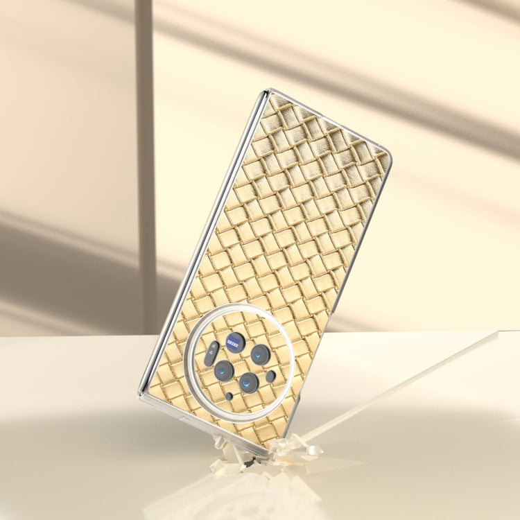 For vivo X Fold3 Woven Texture Frosted Translucent Frame PU Phone Case