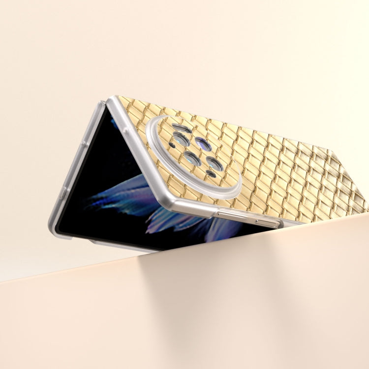 For vivo X Fold3 Woven Texture Frosted Translucent Frame PU Phone Case