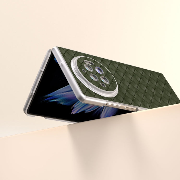 For vivo X Fold3 Woven Texture Frosted Translucent Frame PU Phone Case