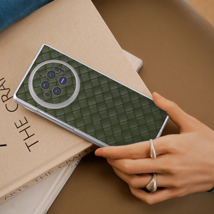 For vivo X Fold3 Woven Texture Frosted Translucent Frame PU Phone Case
