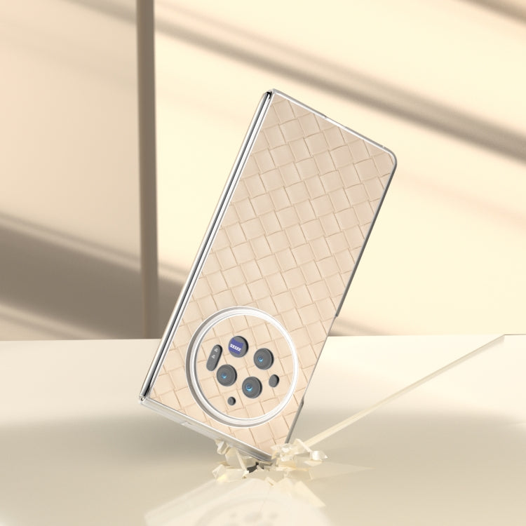 For vivo X Fold3 Woven Texture Frosted Translucent Frame PU Phone Case