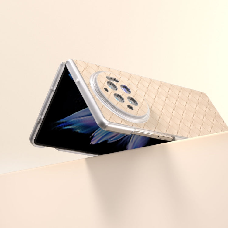 For vivo X Fold3 Woven Texture Frosted Translucent Frame PU Phone Case