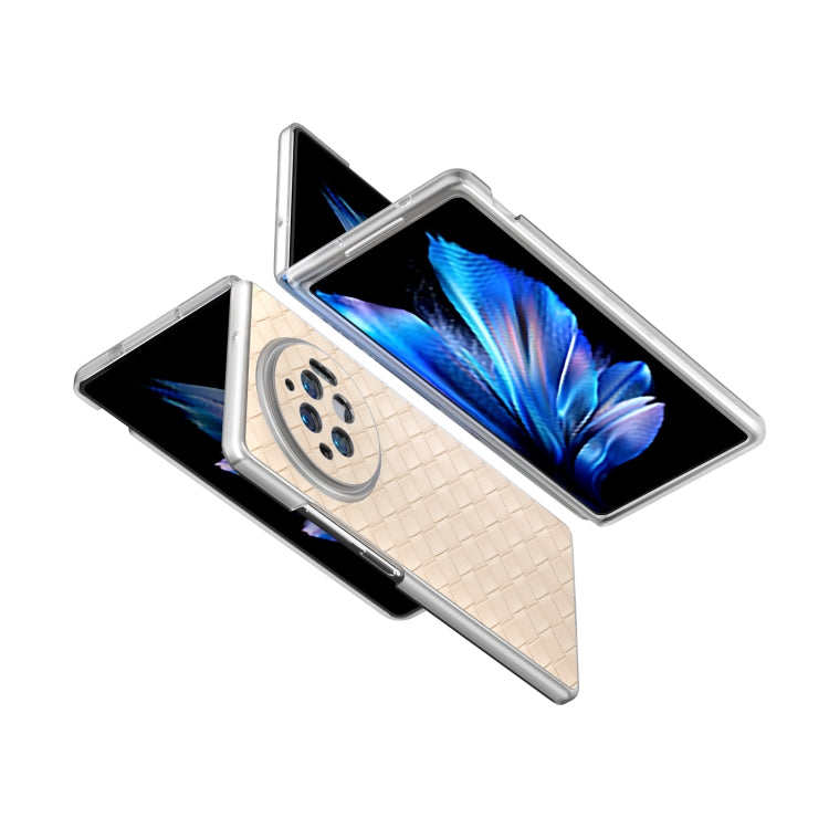 For vivo X Fold3 Woven Texture Frosted Translucent Frame PU Phone Case
