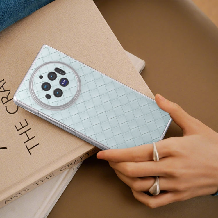 For vivo X Fold3 Woven Texture Frosted Translucent Frame PU Phone Case