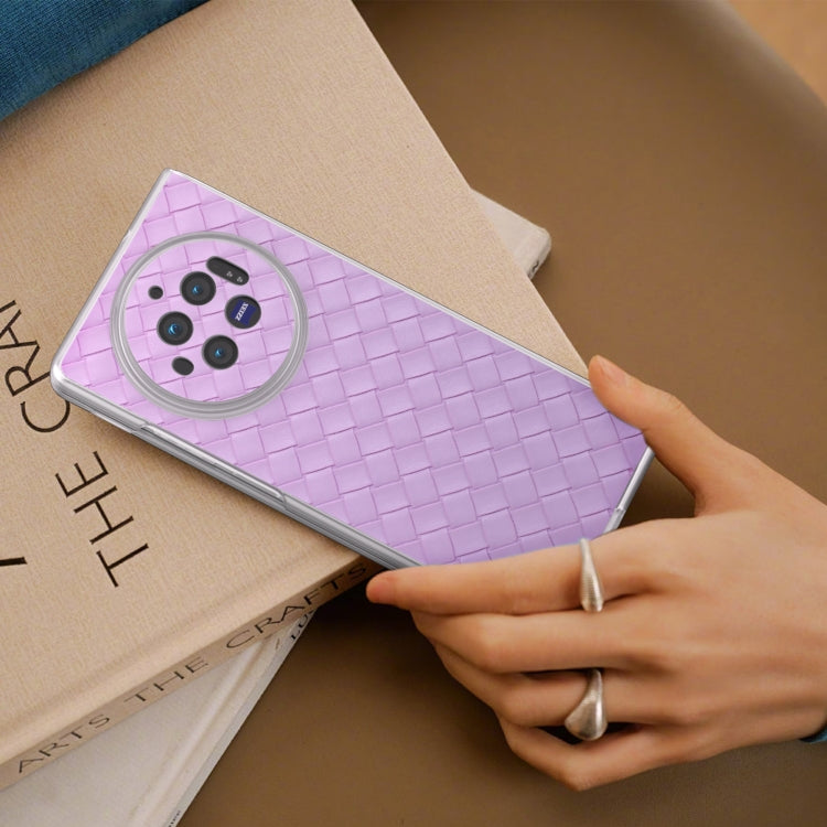 For vivo X Fold3 Woven Texture Frosted Translucent Frame PU Phone Case
