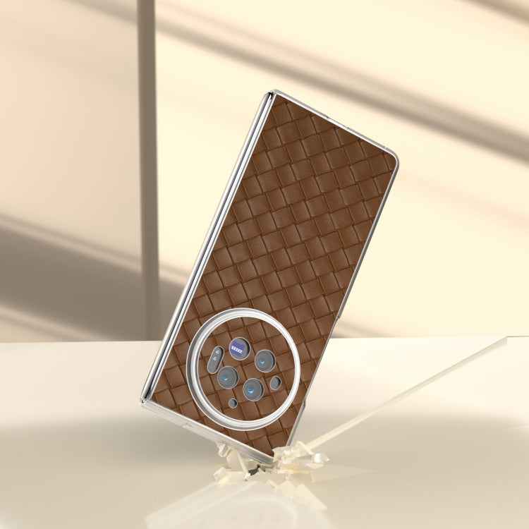 For vivo X Fold3 Woven Texture Frosted Translucent Frame PU Phone Case