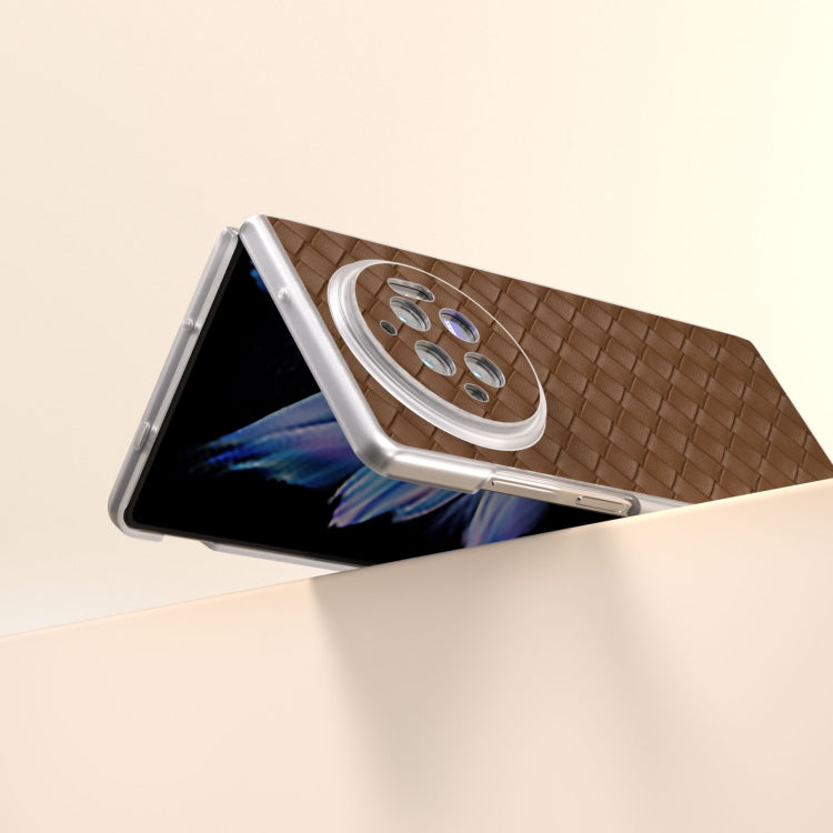 For vivo X Fold3 Woven Texture Frosted Translucent Frame PU Phone Case