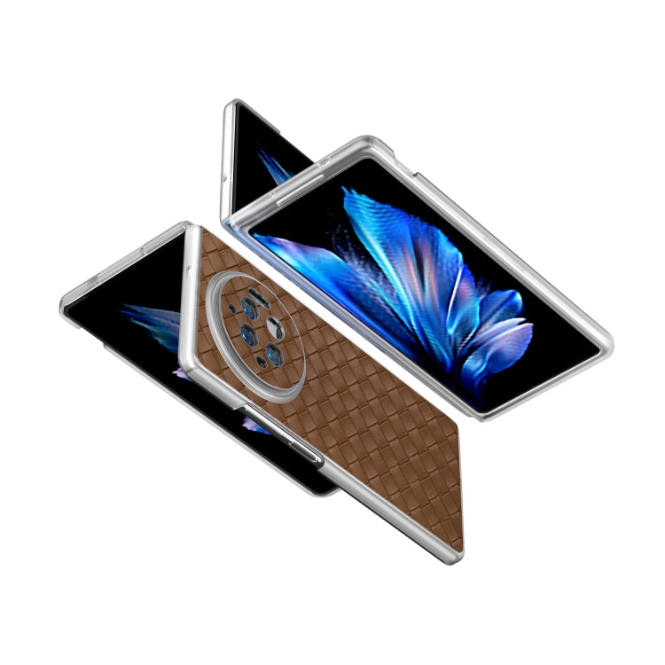 For vivo X Fold3 Woven Texture Frosted Translucent Frame PU Phone Case