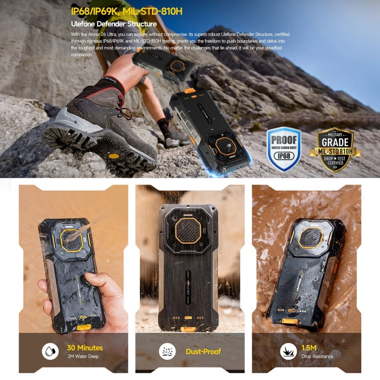 [HK Warehouse] Ulefone Armor 26 Ultra Rugged Phone, 12GB+512GB, 6.78 inch Android 13 MediaTek Dimensity 8020 Octa Core, Network: 5G, NFC - Black