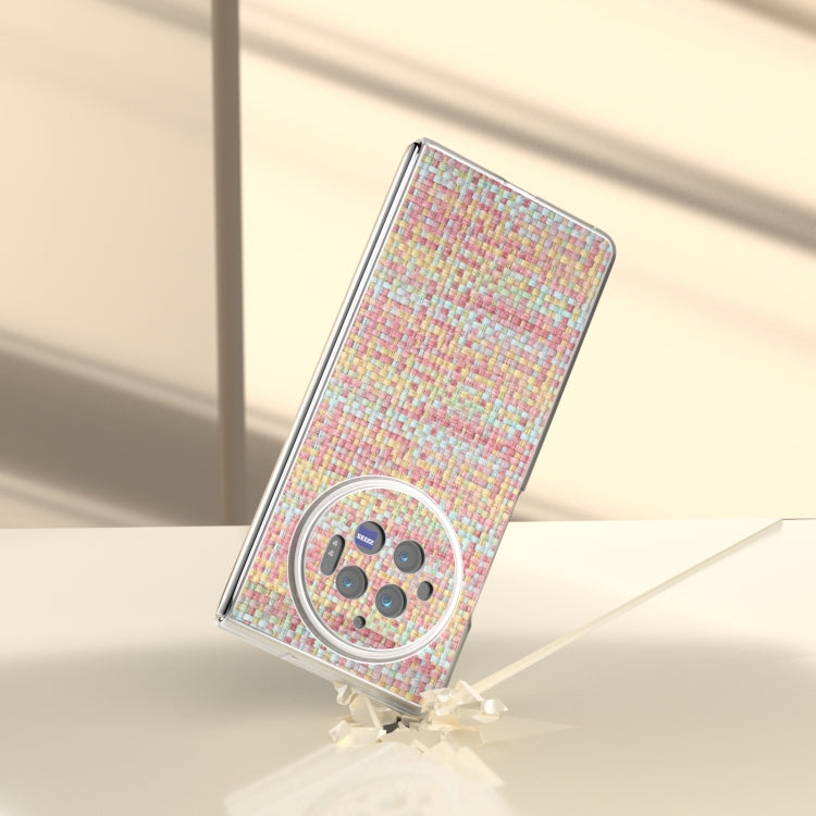 For vivo X Fold3 Colorful Rhombic Texture Frosted Translucent Frame PU Phone Case