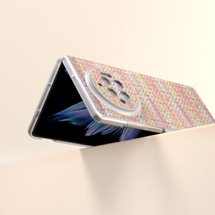For vivo X Fold3 Colorful Rhombic Texture Frosted Translucent Frame PU Phone Case
