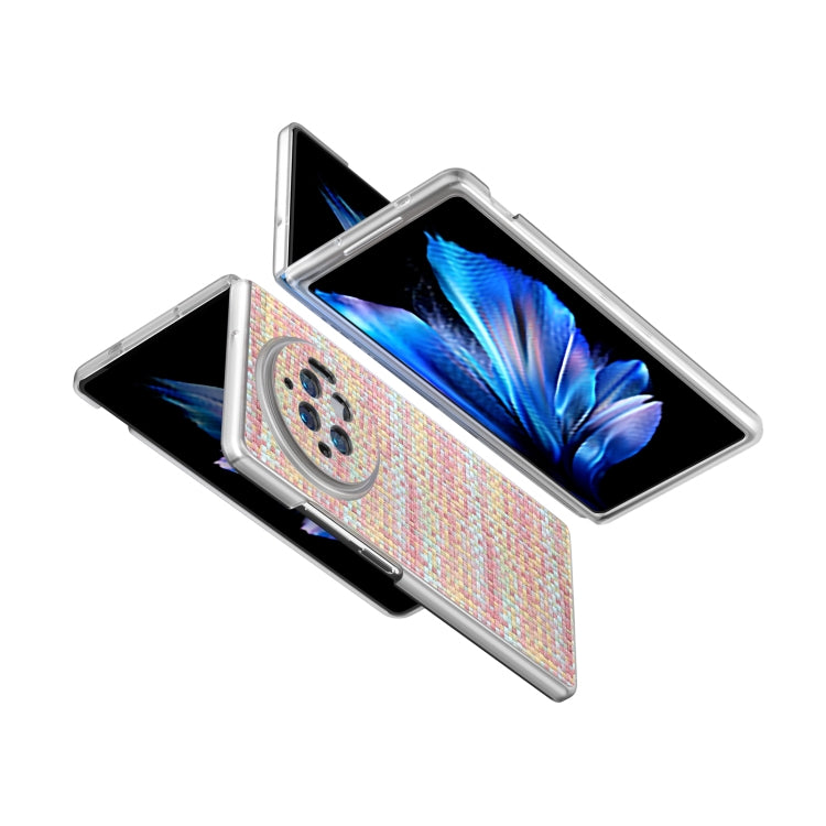 For vivo X Fold3 Colorful Rhombic Texture Frosted Translucent Frame PU Phone Case