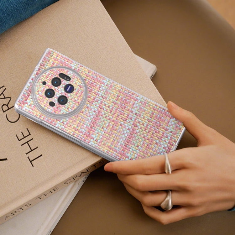 For vivo X Fold3 Colorful Rhombic Texture Frosted Translucent Frame PU Phone Case