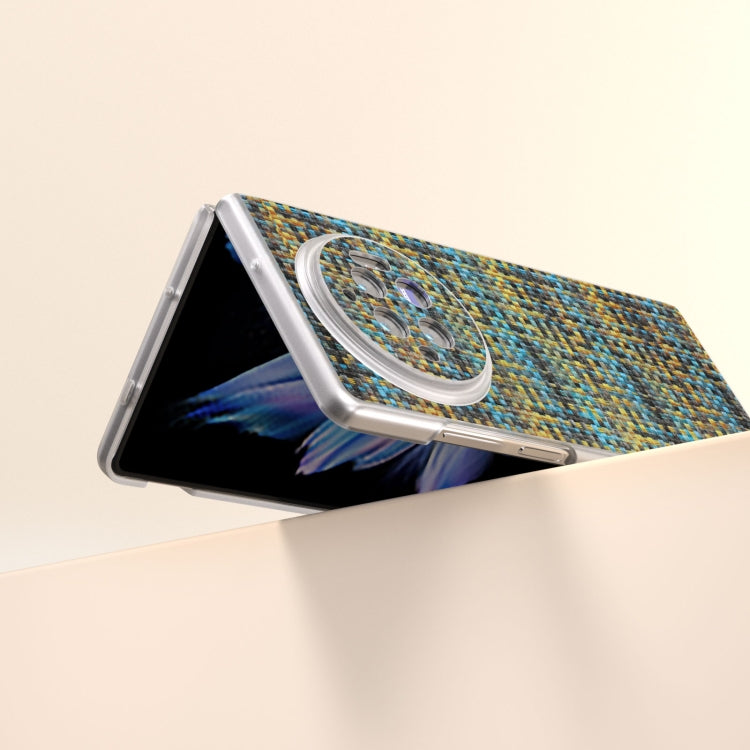 For vivo X Fold3 Colorful Rhombic Texture Frosted Translucent Frame PU Phone Case
