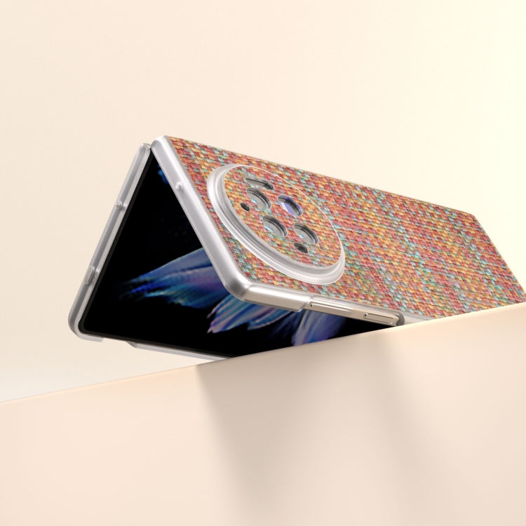 For vivo X Fold3 Colorful Rhombic Texture Frosted Translucent Frame PU Phone Case