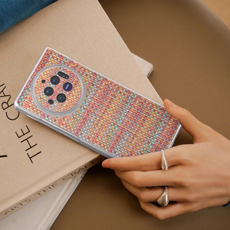 For vivo X Fold3 Colorful Rhombic Texture Frosted Translucent Frame PU Phone Case
