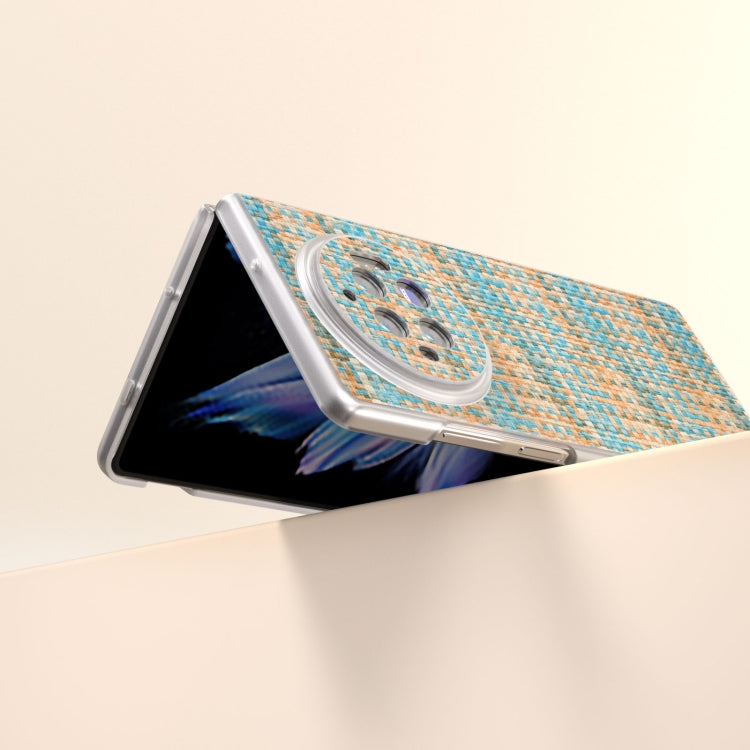 For vivo X Fold3 Colorful Rhombic Texture Frosted Translucent Frame PU Phone Case