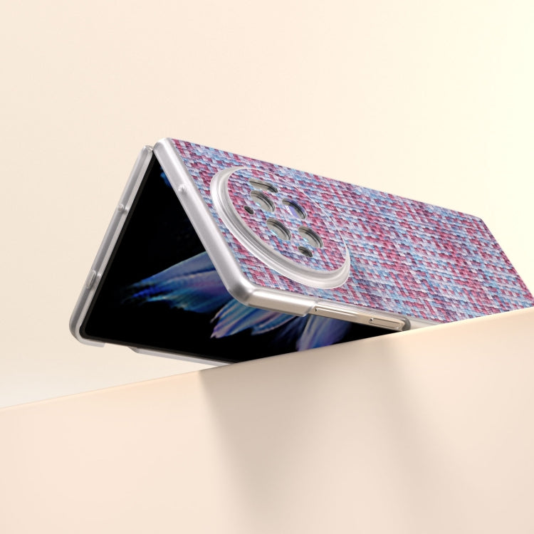 For vivo X Fold3 Colorful Rhombic Texture Frosted Translucent Frame PU Phone Case