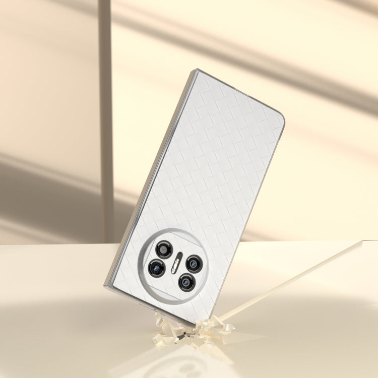 For Huawei Mate X5 Woven Texture Frosted Translucent Frame PU Phone Case