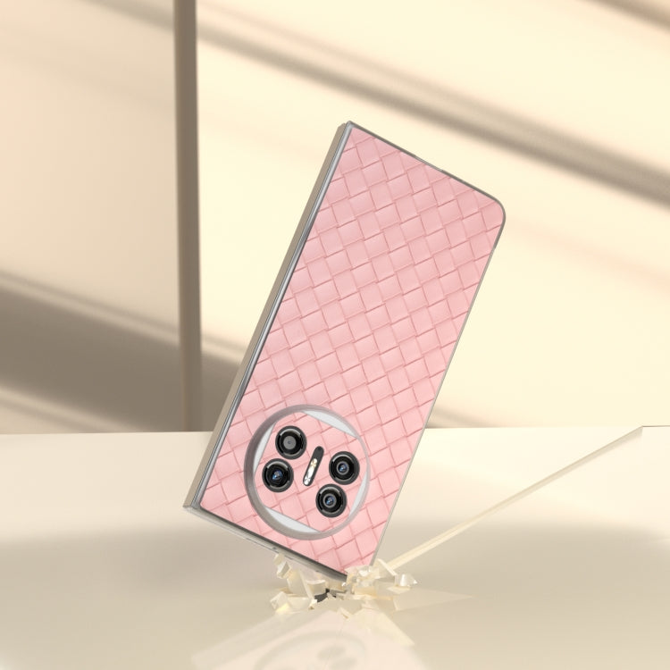 For Huawei Mate X5 Woven Texture Frosted Translucent Frame PU Phone Case