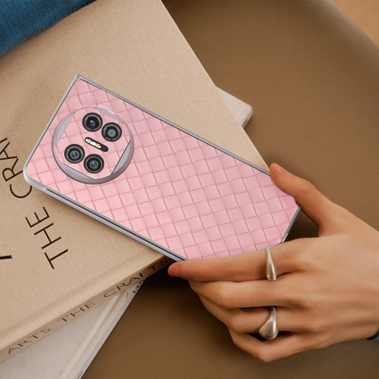 For Huawei Mate X5 Woven Texture Frosted Translucent Frame PU Phone Case
