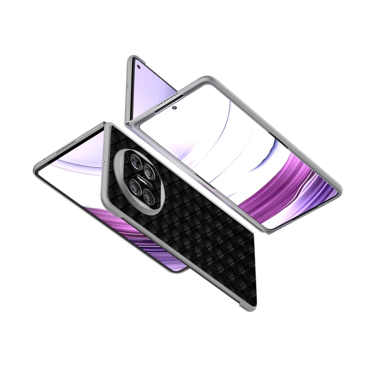 For Huawei Mate X5 Woven Texture Frosted Translucent Frame PU Phone Case