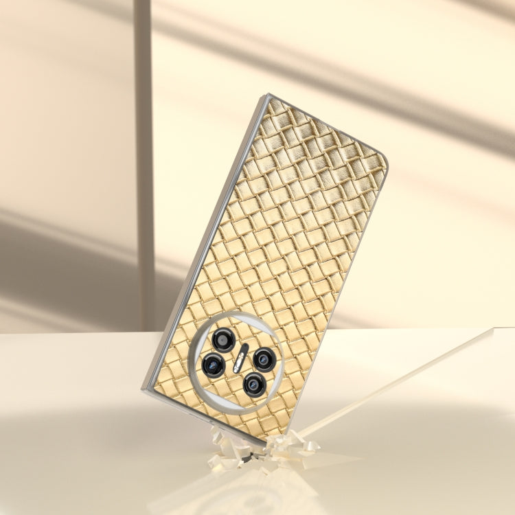 For Huawei Mate X5 Woven Texture Frosted Translucent Frame PU Phone Case