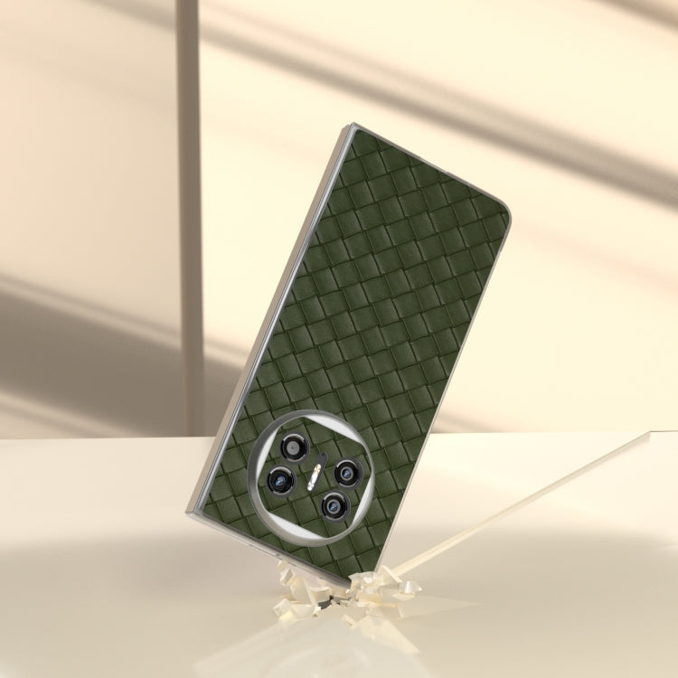 For Huawei Mate X5 Woven Texture Frosted Translucent Frame PU Phone Case