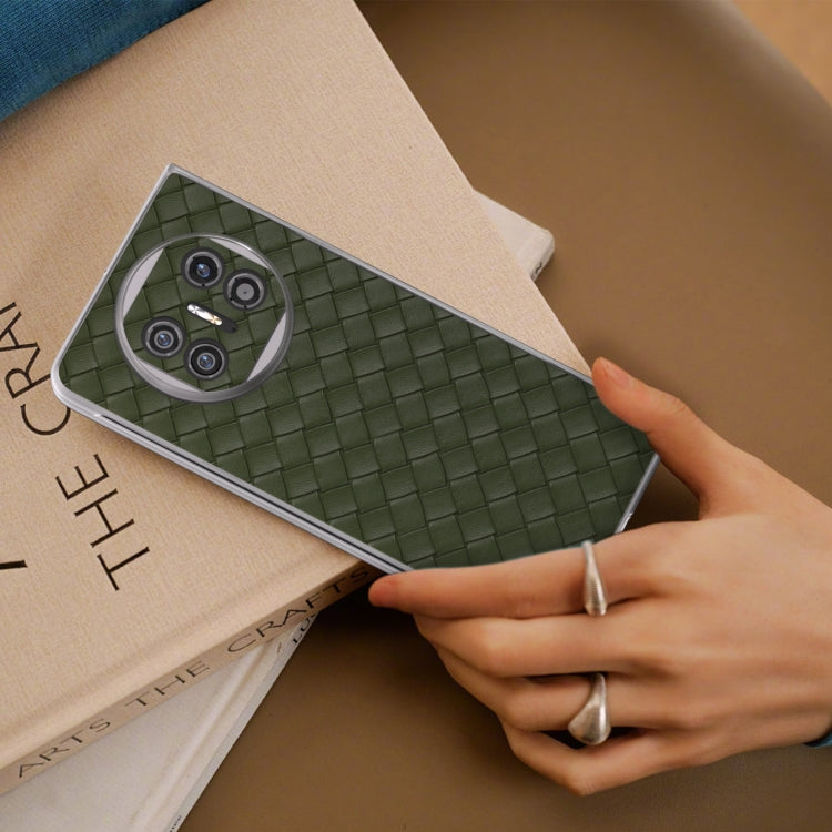 For Huawei Mate X5 Woven Texture Frosted Translucent Frame PU Phone Case
