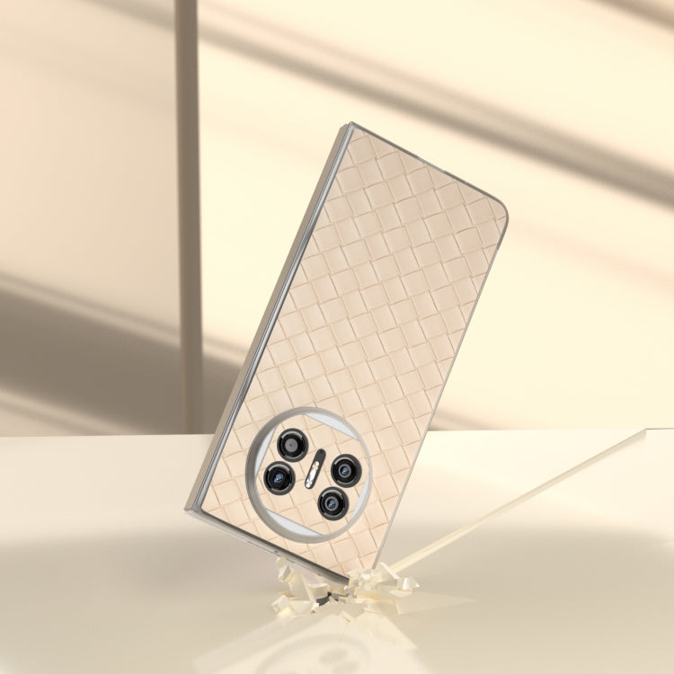 For Huawei Mate X5 Woven Texture Frosted Translucent Frame PU Phone Case