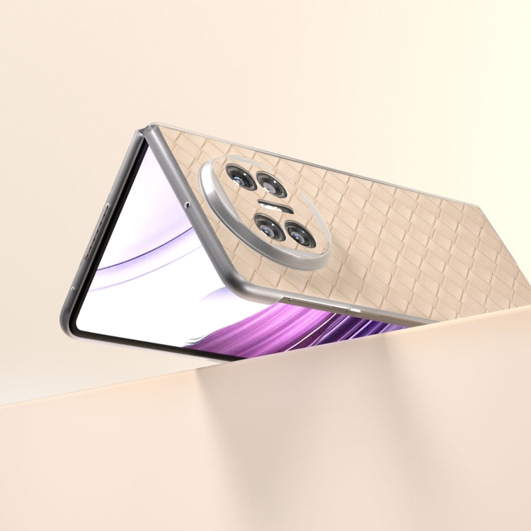 For Huawei Mate X5 Woven Texture Frosted Translucent Frame PU Phone Case